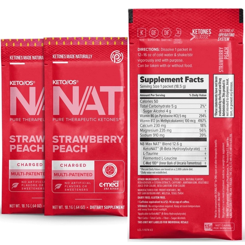 Keto//OS NAT® Strawberry Peach Keto Drink mix